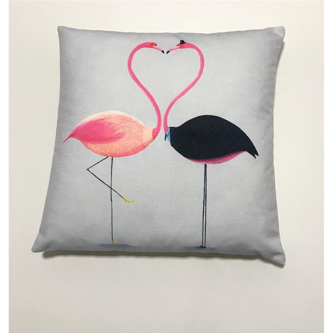  3D Dekoratif İçi Dolu Kırlent Kissing Flamingo